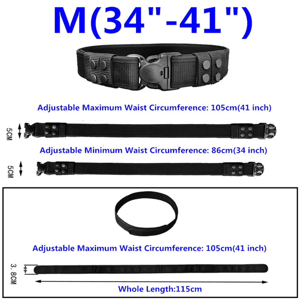 Ceinture Tactique Homme 1.97" en Nylon – Ceinture de Sécurité et de Service avec Boucle POM, Ceinture de Chasse et d'Utilité, Ceinture Polyvalente pour Activités Tactiques et Sécurité BLACKBEARD OUTDOOR INDUSTRIES