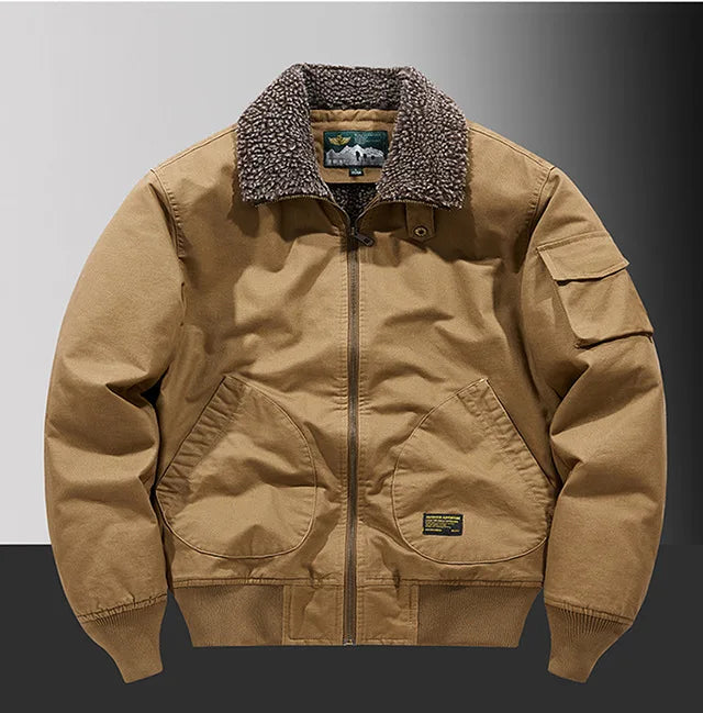 Veste d'Hiver Homme – Bombardier avec Doublure en Laine, Veste à Col Roulé, Manteau en Coton Chaud et Douillet – Parfaite pour les Voyages et le Travail BLACKBEARD OUTDOOR INDUSTRIES