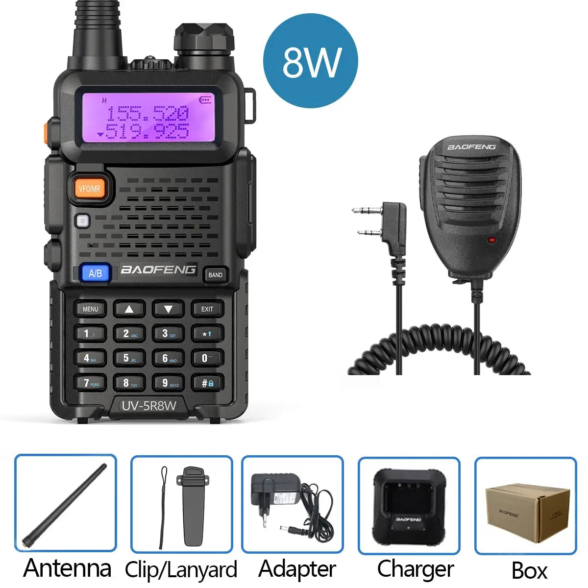 Baofeng UV-5R – Radio Bi-Bande VHF/UHF | 128 Canaux, Jusqu'à 15 km de Portée, Lampe LED et FM Ma boutique