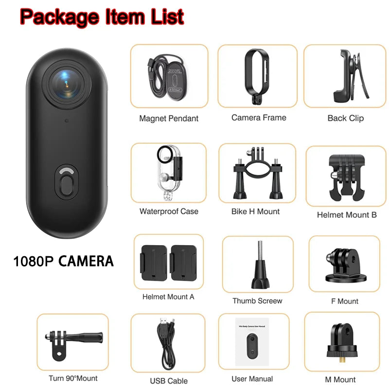4K Bodycam d’action 4K ultra-compacte Ma boutique