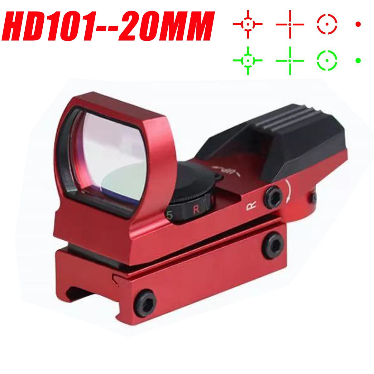 Viseur Reflex 1X40 HD101 Red Dot Sight — 4 Réticules Rouge/Vert pour Rail 11 mm ou 20 mm - BLACKBEARD OUTDOOR INDUSTRIES