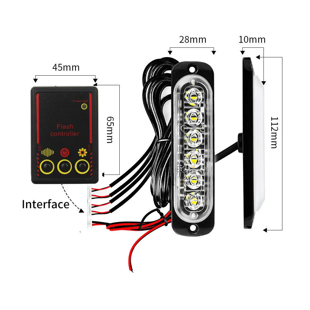 Éclairage de Calandre avant LED 12V/24V avec Lumières Stroboscopiques d'Alerte - Lampe de Signalisation Jaune et Blanche BLACKBEARD OUTDOOR INDUSTRIES