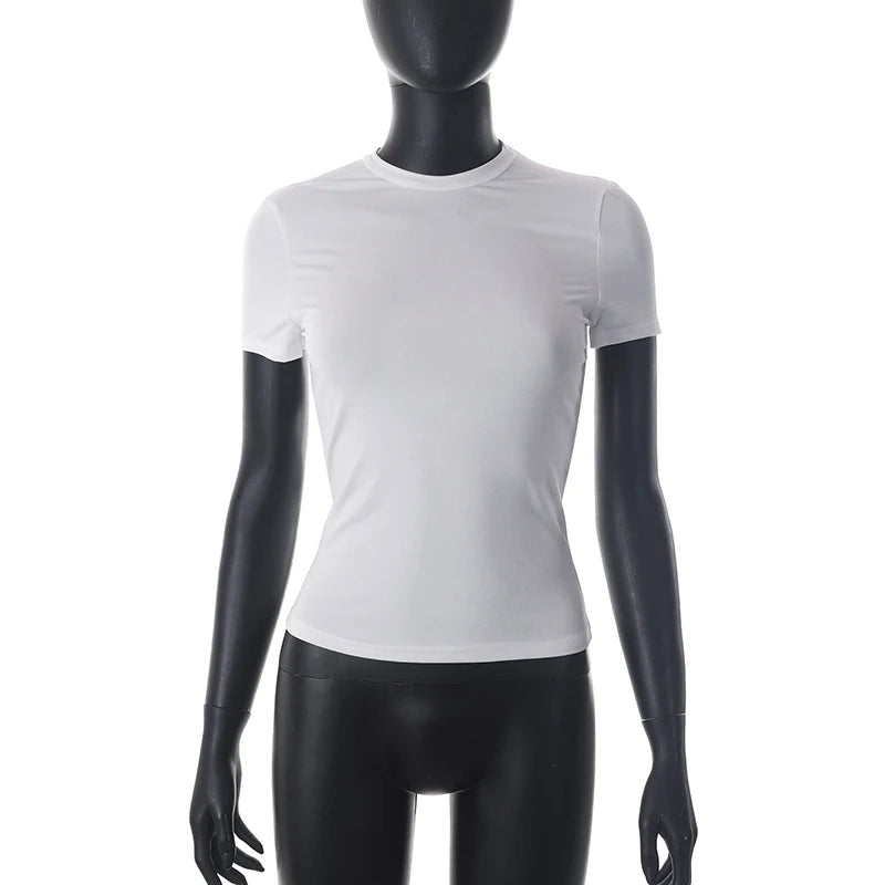 T-Shirt Court Femme Été 2025 | Col Montant – Uni, Extensible & Doux | Haut Basique Mode Casual - BLACKBEARD OUTDOOR INDUSTRIES