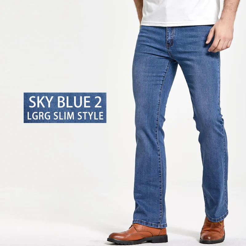 Jean Homme Bootcut Légèrement Évasé Slim Fit – Pantalon en Denim Stretch Classique, Bleu ou Noir, Tendance Designer BLACKBEARD OUTDOOR INDUSTRIES