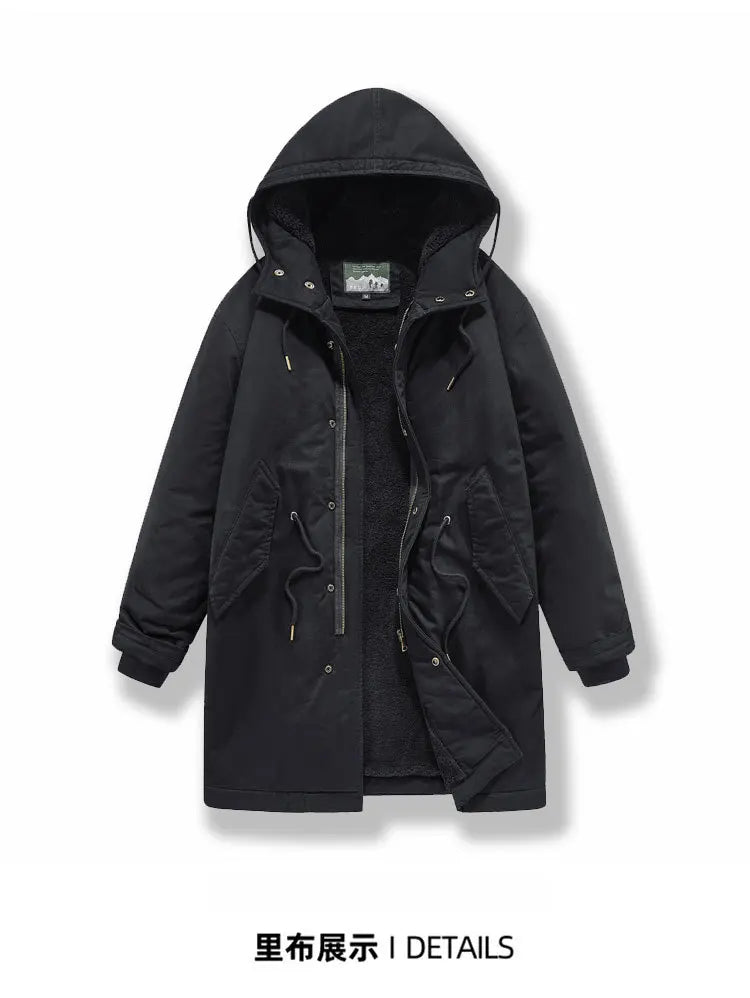 New American Retro M51 Mid-Length Windbreaker Parka with Hood Coat - Amish Cotton Long Coat for Men - Fall/Winter BLACKBEARD OUTDOOR INDUSTRIES