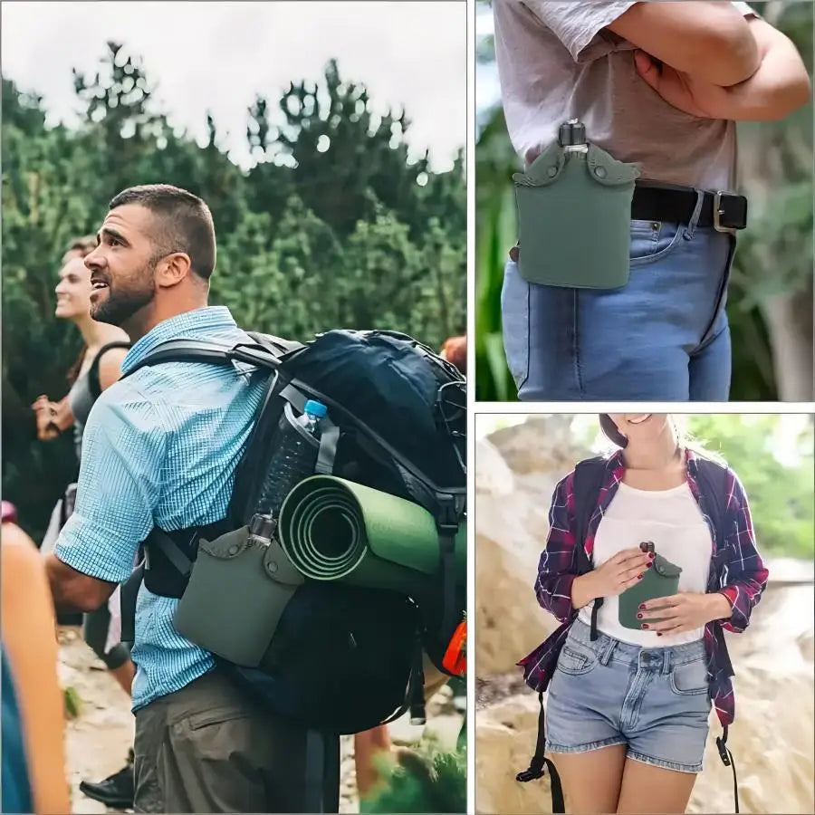 Gourde Militaire en Aluminium avec Gobelet et Pochette – 1 Set – 900 ml – Bouteille d’Eau Portable pour Camping, Randonnée, Voyage, Activités Outdoor - BLACKBEARD OUTDOOR INDUSTRIES
