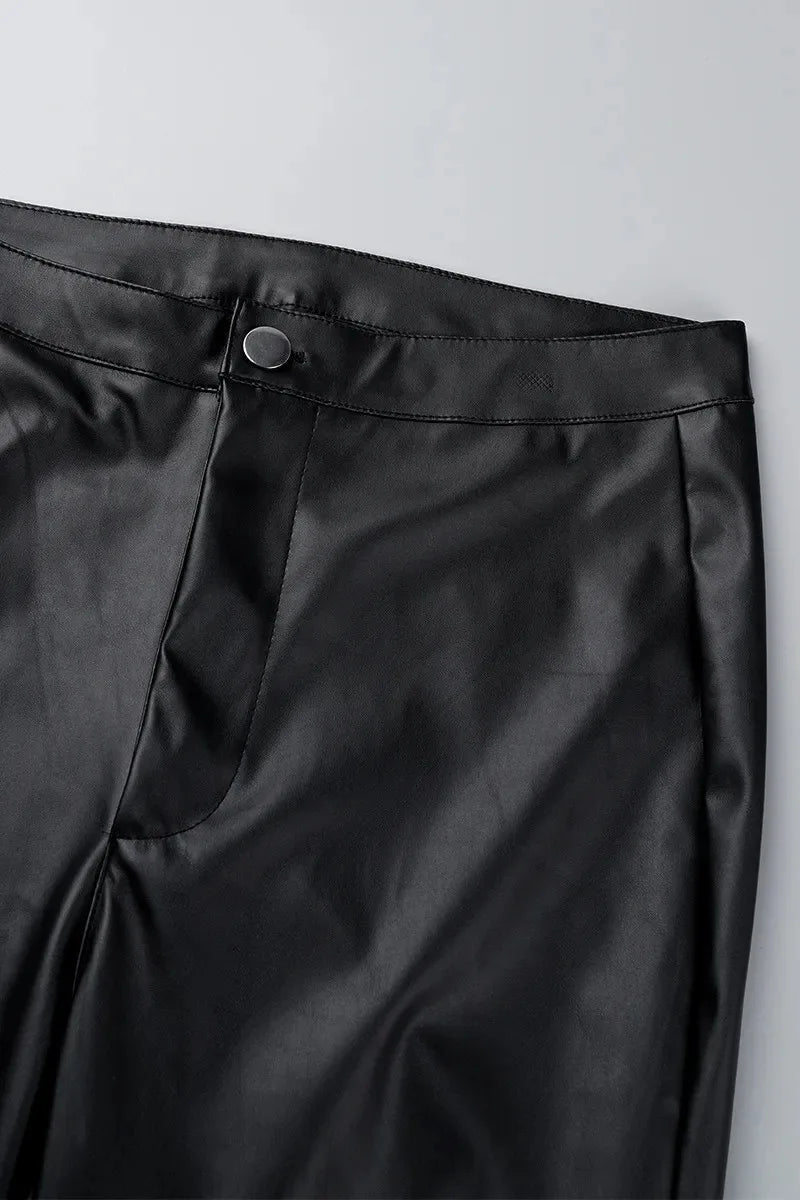Pantalon Femme Taille Haute Slim – Effet Cuir PU Brillant – Coupe Skinny Style Européen - BLACKBEARD OUTDOOR INDUSTRIES