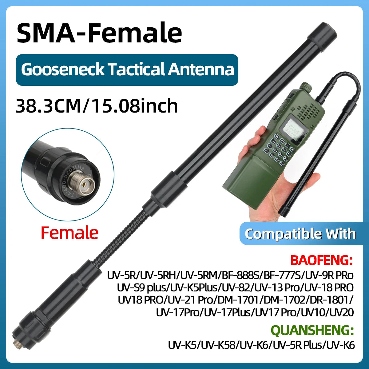 Antenne Tactique Pliable ABBREE CS – Dual Band VHF/UHF 144/430 MHz – SMA-Femelle - BLACKBEARD OUTDOOR INDUSTRIES