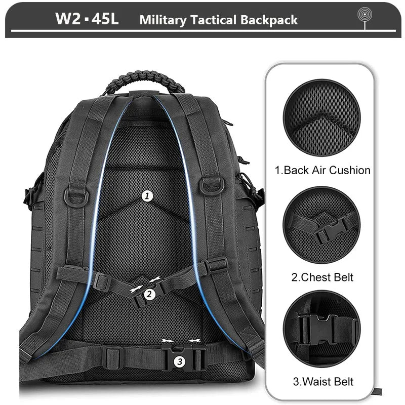 Sac à Dos Tactique 3 Jours – 38/45L | Imperméable, Résistant, Molle | Randonnée, Militaire, Survie - BLACKBEARD OUTDOOR INDUSTRIES