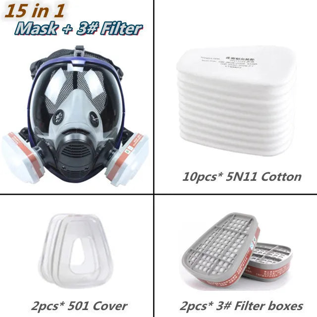 Masque à Gaz Chimique 6800 — Respirateur Anti-poussière et Anti-buée avec Filtres pour Gaz Organiques, Gaz Acides, Ammoniac et Soudure - BLACKBEARD OUTDOOR INDUSTRIES
