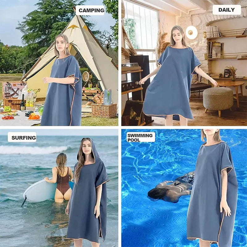 Poncho de Surf avec Capuche – Serviette Microfibre Multifonctionnelle pour la Plage, le Bain et le Changement de Combinaison BLACKBEARD OUTDOOR INDUSTRIES