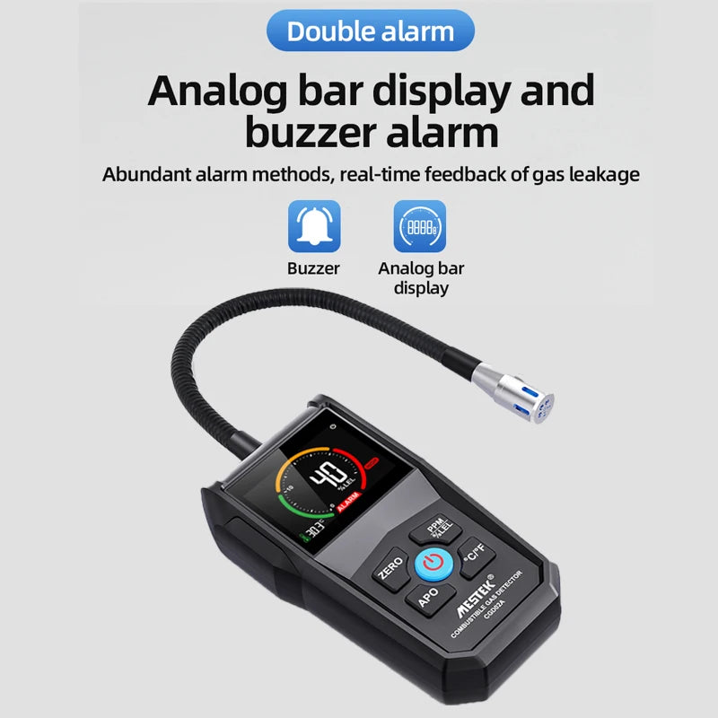 Détecteur de Fuite de Gaz Inflammable – Analyseur de Gaz Naturel, LPG, Méthane, Alcool (50000 PPM/LEL%) avec Sonde Flexible - BLACKBEARD OUTDOOR INDUSTRIES