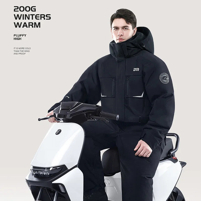 Motorcycle Riding Winter Coldproof Clothing Winter Fashion Waist Designwarm Cotton Jumpsuit Thickened Waterproof Snowmobile Suit BLACKBEARD OUTDOOR INDUSTRIES