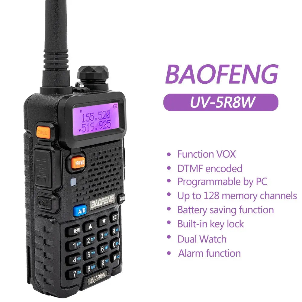 Baofeng UV-5R – Radio Bi-Bande VHF/UHF | 128 Canaux, Jusqu'à 15 km de Portée, Lampe LED et FM Ma boutique
