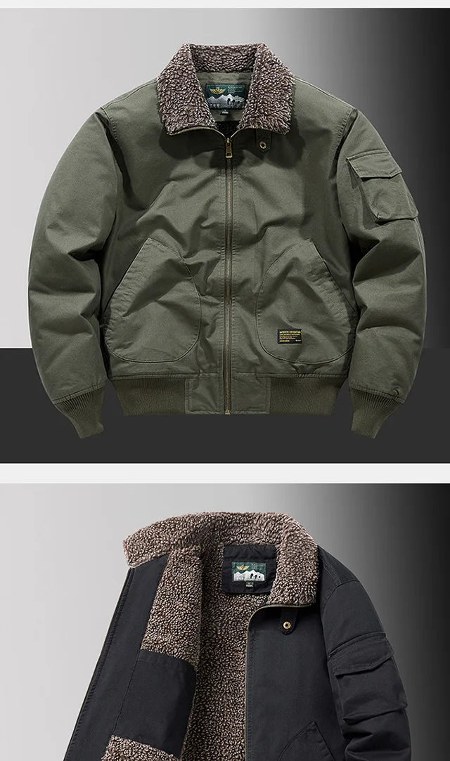 Veste d'Hiver Homme – Bombardier avec Doublure en Laine, Veste à Col Roulé, Manteau en Coton Chaud et Douillet – Parfaite pour les Voyages et le Travail BLACKBEARD OUTDOOR INDUSTRIES