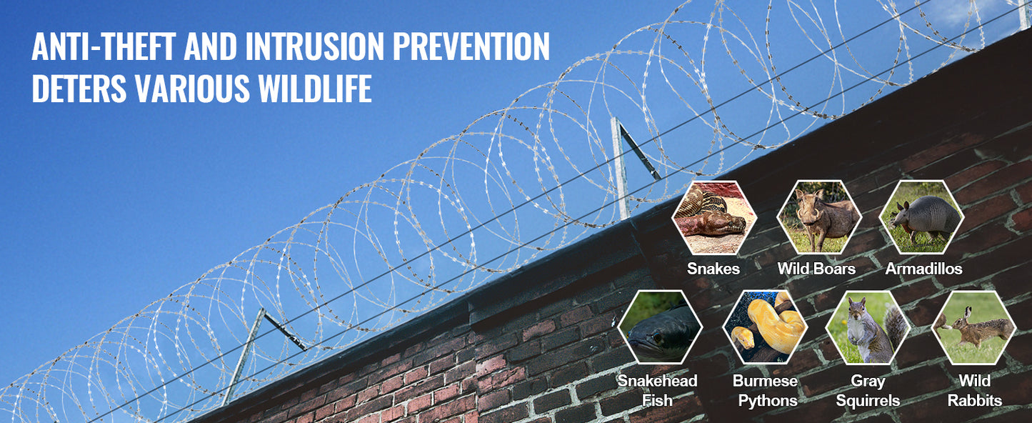 VEVOR Razor Wire – Rouleaux de Fil Barbelé Lames Doubles Spirales Galvanisé pour Clôture et Sécurité Extérieure - BLACKBEARD OUTDOOR INDUSTRIES