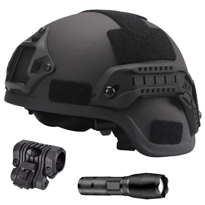 ANSNOW Casque Pare-Balles Militaire Lourd Nij Iiia En Aramide, Gilet Airsoft, Porte-Plaque À Dégagement Rapide, Gilet Tactique Militaire, Avec Lampe de Poche Et Support/C1