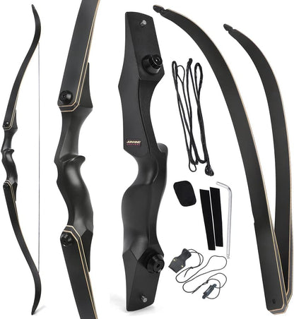 60 Inch Archery Takedown Recurve Bow F171A for Adults/Youth 30-60Lbs American Hunting Bow Magnesium Alloy Metal  Right Handed BLACKBEARD OUTDOOR INDUSTRIES