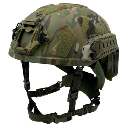 WQZXM Casque Pare-balles Fast SF Style NIJ Niveau IV Coupe Haute Fast 7,62 * 51MM Casques Tactiques Militaires(Tan,L)