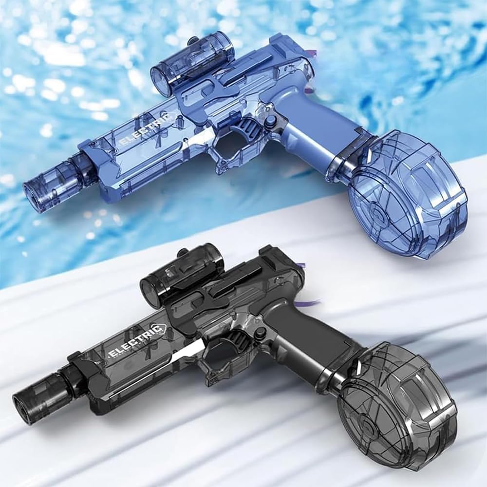 Pistolet à Eau électrique Anti-Fuite, Jouet de Plage pour Adultes, Pistolet à Eau électrique Longue portée avec lumière (Black)
