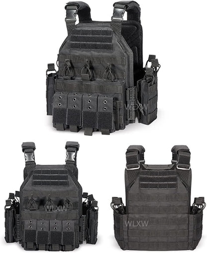 ANSNOW Casque Pare-Balles Militaire Lourd Nij Iiia En Aramide, Gilet Airsoft, Porte-Plaque À Dégagement Rapide, Gilet Tactique Militaire, Avec Lampe de Poche Et Support/C1
