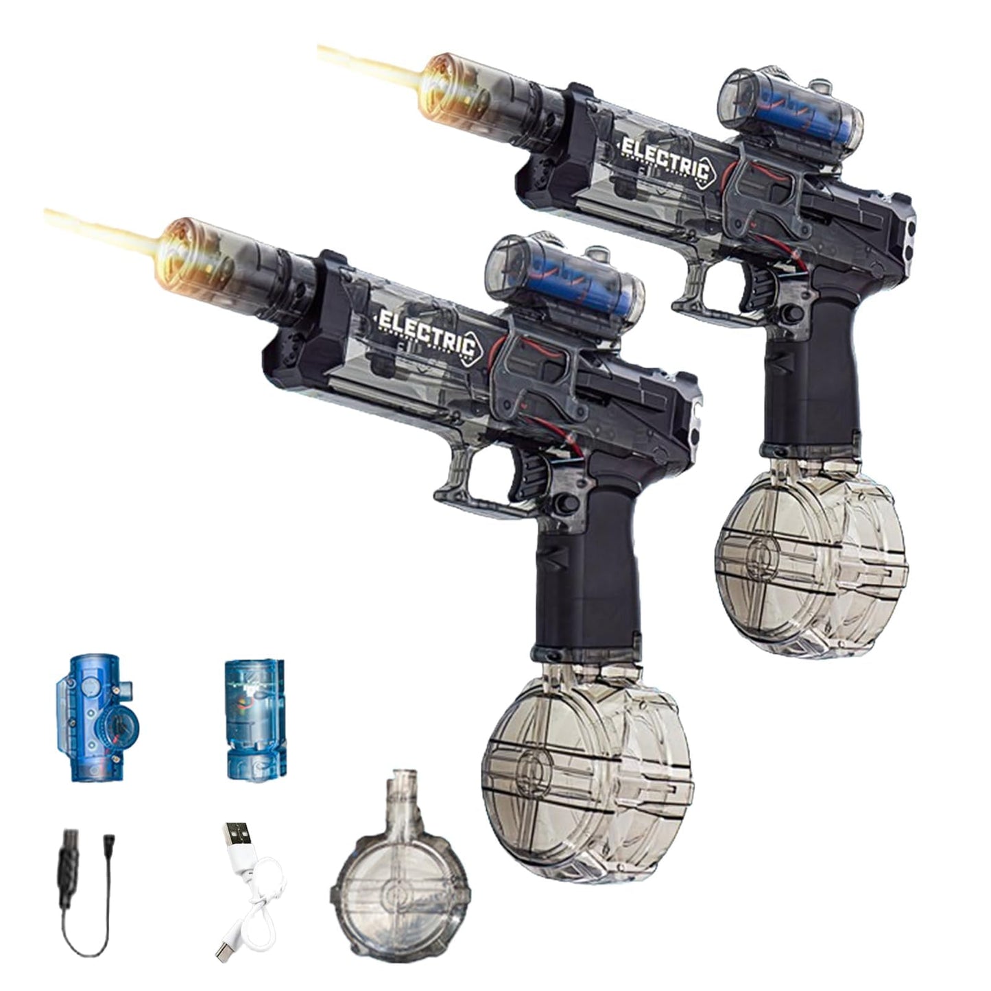Pistolet à Eau électrique Anti-Fuite, Jouet de Plage pour Adultes, Pistolet à Eau électrique Longue portée avec lumière (Black)