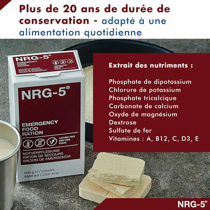 MFH NRG-5 1 paquet de 9 biscuits pour ration de survie 500 g, Blanc Ma boutique