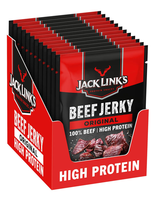 Jack Links Beef Jerky Original (12 x 60 g) - Viande séchée - Riche en protéine snack  - Boeuf séché ‎Jack Link's