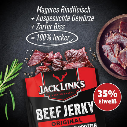 Jack Links Beef Jerky Original (12 x 60 g) - Viande séchée - Riche en protéine snack  - Boeuf séché ‎Jack Link's
