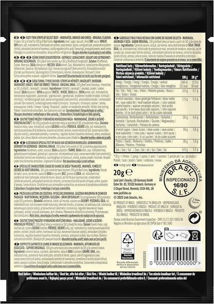 Jack Links Beef Jerky Original (12 x 60 g) - Viande séchée - Riche en protéine snack  - Boeuf séché ‎Jack Link's