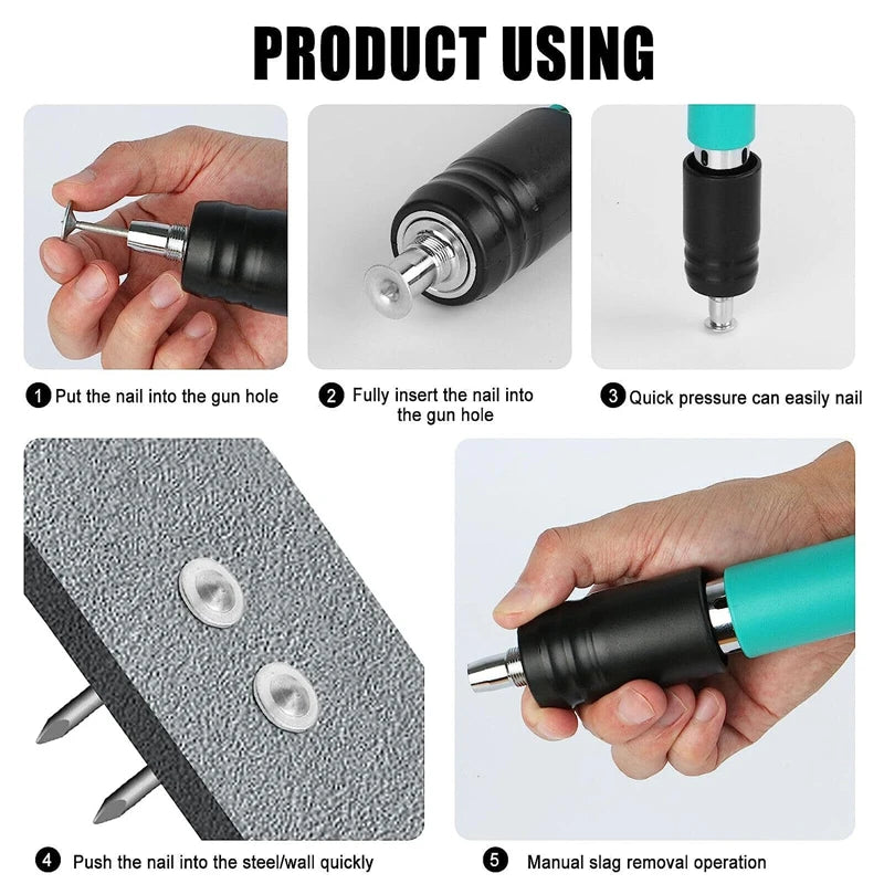 Mini Pistolet à Clous en Acier - 100 Clous + Boîte Plastique | Outil Manuel pour Perforation et Fixation Murale BLACKBEARD OUTDOOR INDUSTRIES