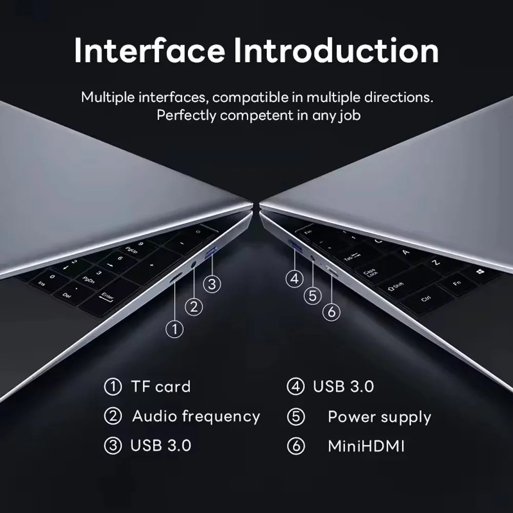 PC Portable DAIDAN 15,6" Windows 11 Pro – Intel Celeron N4000 – 16 Go RAM – 1 To SSD – Déverrouillage par Empreinte Digitale Ma boutique