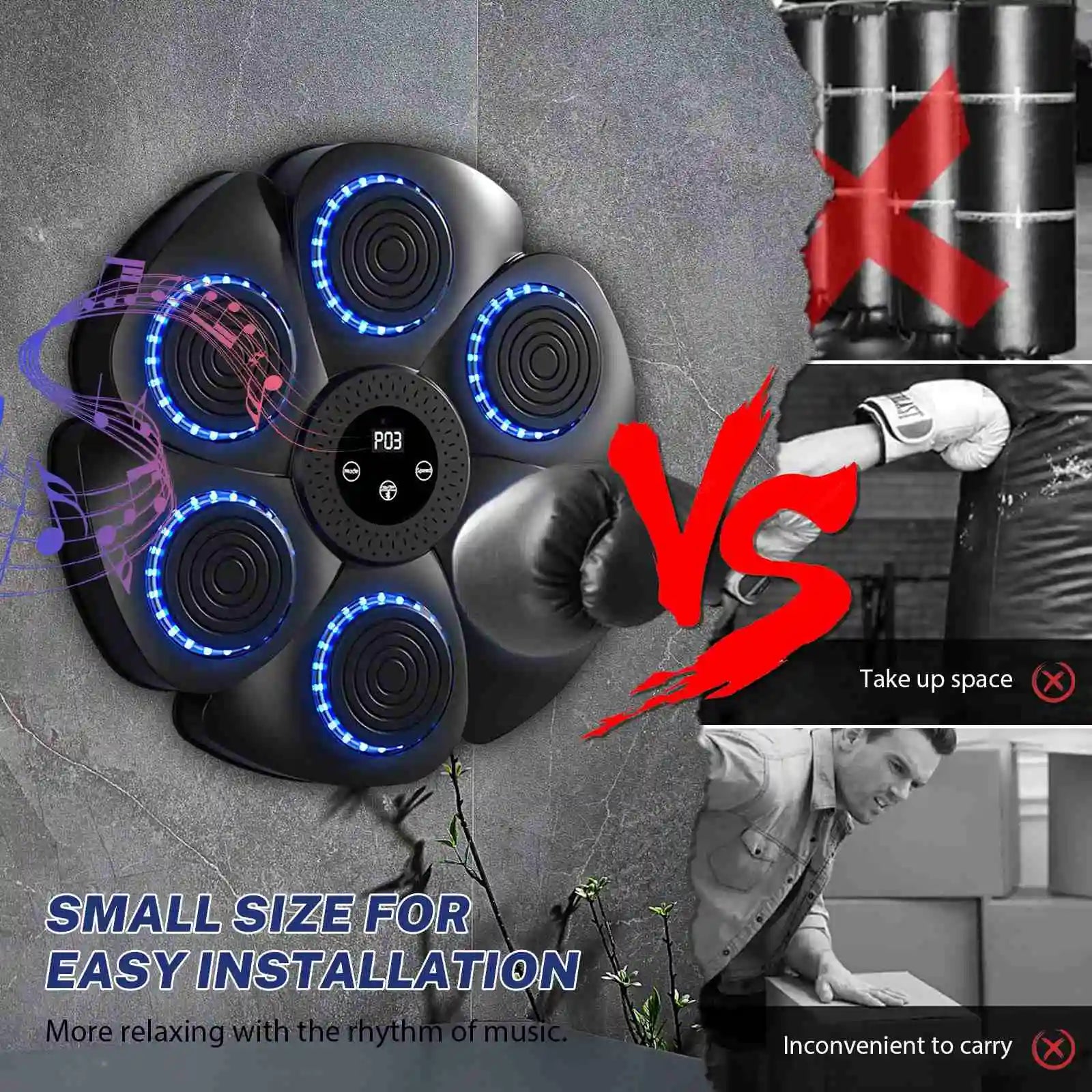 Machine de Boxe Intelligente Bluetooth avec Musique - Entraînement et Décompression - BLACKBEARD OUTDOOR INDUSTRIES