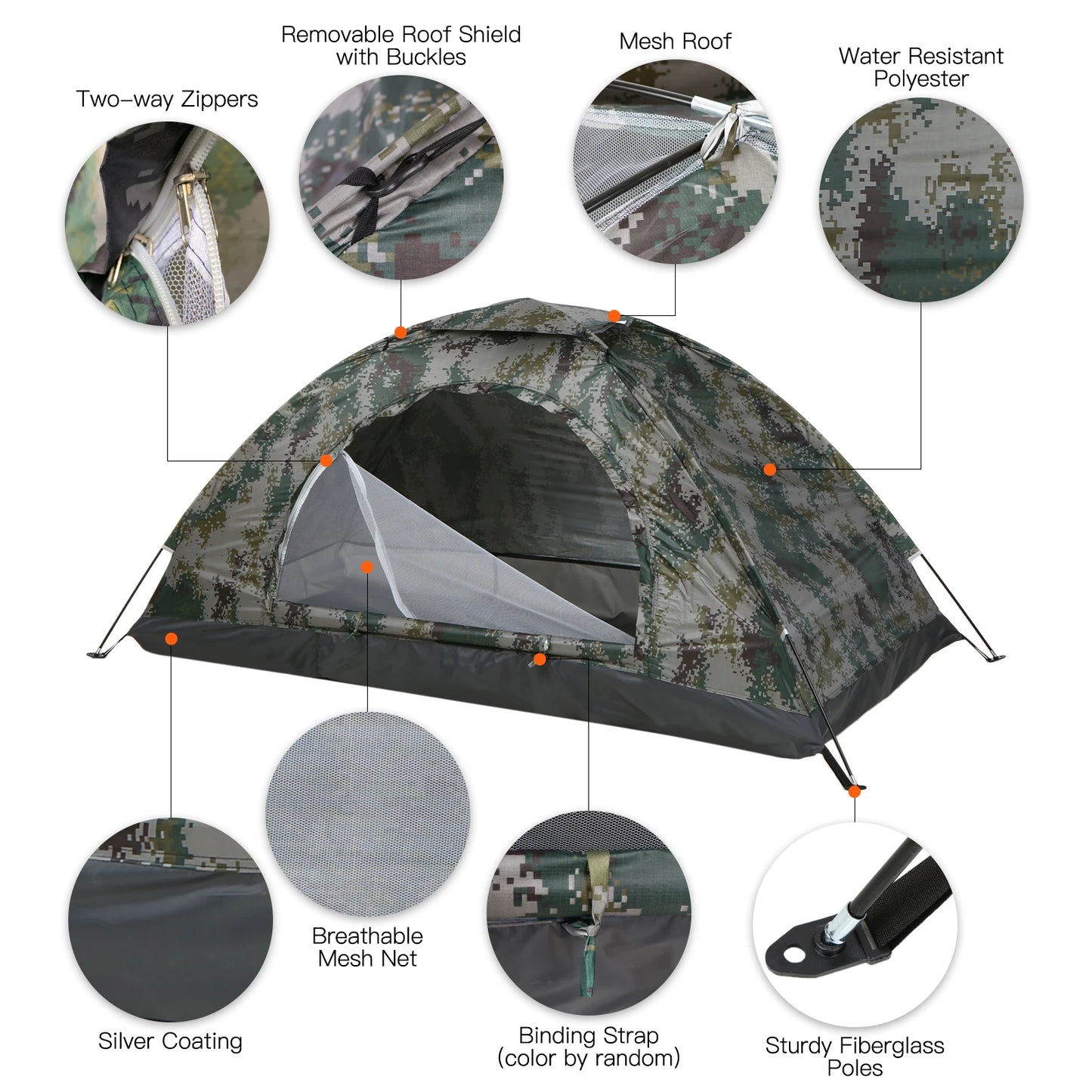 TOMSHOO Tente Ultralégère 1 à 2 Personnes | Camping, Randonnée, Plage, Pêche | Anti-UV, Étanche, Facile à Monter - BLACKBEARD OUTDOOR INDUSTRIES