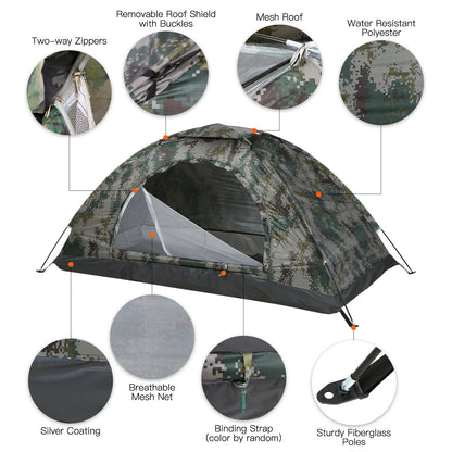 TOMSHOO Tente Ultralégère 1 à 2 Personnes | Camping, Randonnée, Plage, Pêche | Anti-UV, Étanche, Facile à Monter - BLACKBEARD OUTDOOR INDUSTRIES
