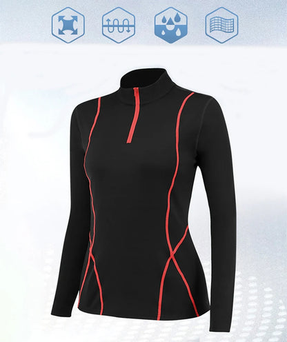 Ensemble de Sous-Vêtements Thermiques pour Femmes – T-Shirt à Col Montant et legging en Polyester et Spandex, Séchage Rapide, Chaud et Respirant - BLACKBEARD OUTDOOR INDUSTRIES