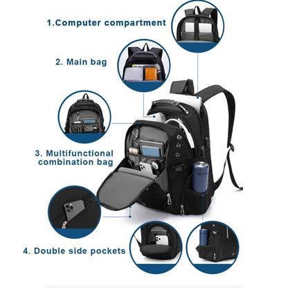 Sac à Dos Ordinateur Étanche 2025 – 17"/20" | Grande Capacité, USB, Antivol | Homme & Femme - BLACKBEARD OUTDOOR INDUSTRIES