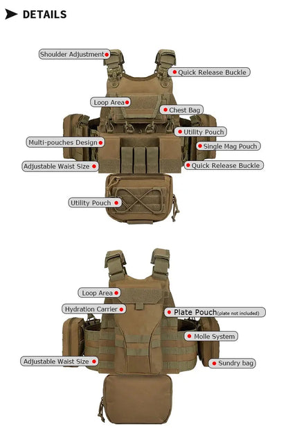 YAKEDA Porte-Plaque VT-8832 - dégagement rapide avec système MOLLE et pochettes utilitaires Ma boutique