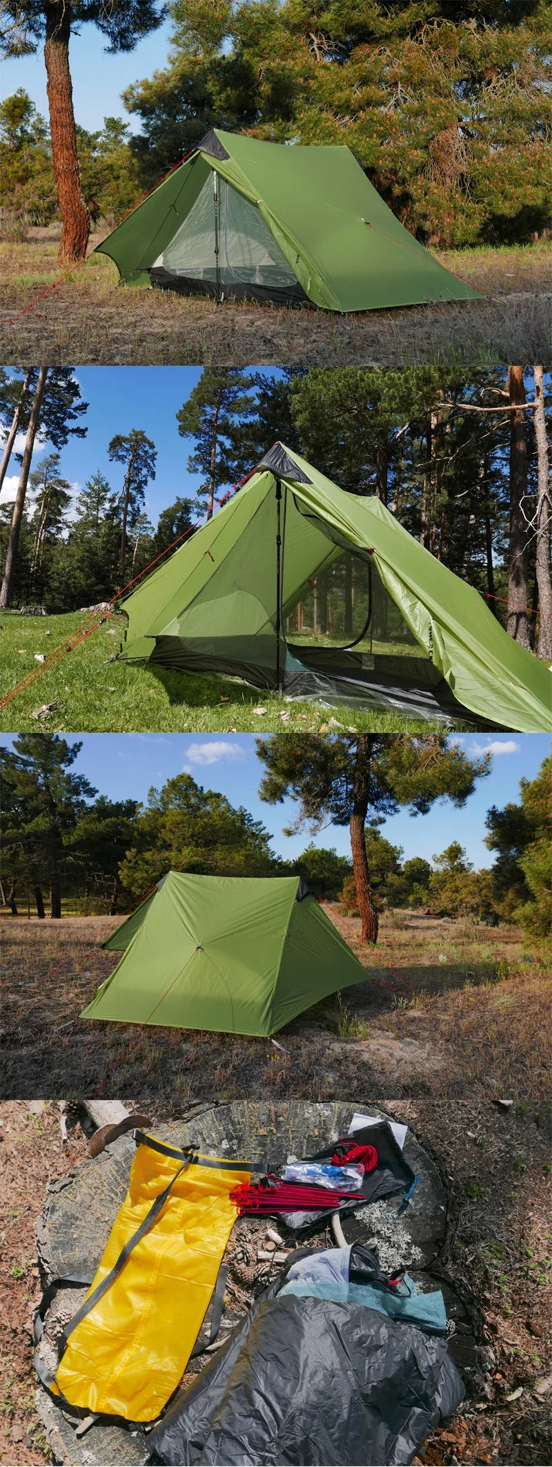 Tente Ultralégère FLAME'S CREED LanShan 2 – 2 Places | 3 Saisons | Nylon Silnylon 15D | Sans Arceaux | Trekking & Bivouac Pro - BLACKBEARD OUTDOOR INDUSTRIES