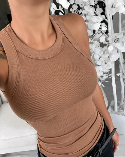 Débardeur Femme à Col Rond – Top Élastique Uni avec Détails en Dentelle, Débardeur de Base pour l'Été - BLACKBEARD OUTDOOR INDUSTRIES