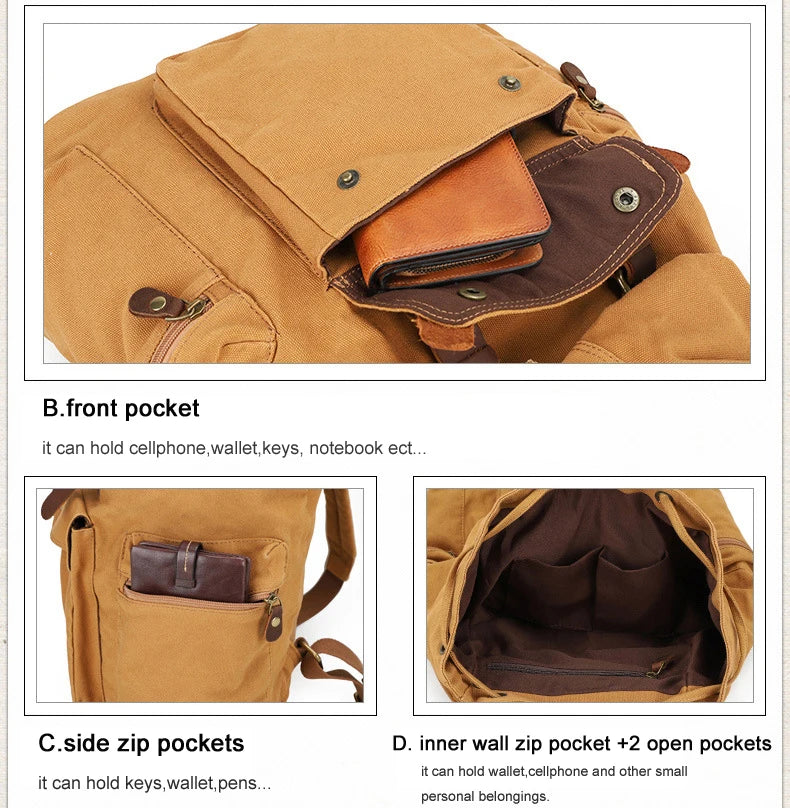 Sac à Dos Vintage en Cuir et Toile Militaire – MUNUKI - BLACKBEARD OUTDOOR INDUSTRIES