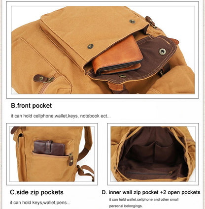 Sac à Dos Vintage en Cuir et Toile Militaire – MUNUKI - BLACKBEARD OUTDOOR INDUSTRIES