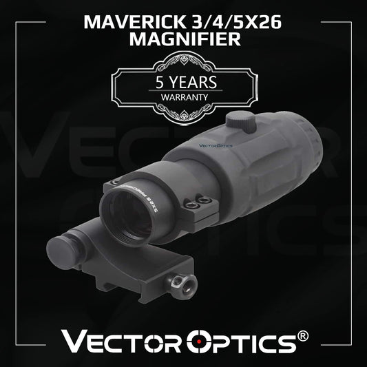 Vector Optics Magnifier 3x, 4x, 5x avec Monture à Pivot – Amplificateur de Précision pour Viseur Point Rouge (Compatible avec Maverick Scrapper) - BLACKBEARD OUTDOOR INDUSTRIES