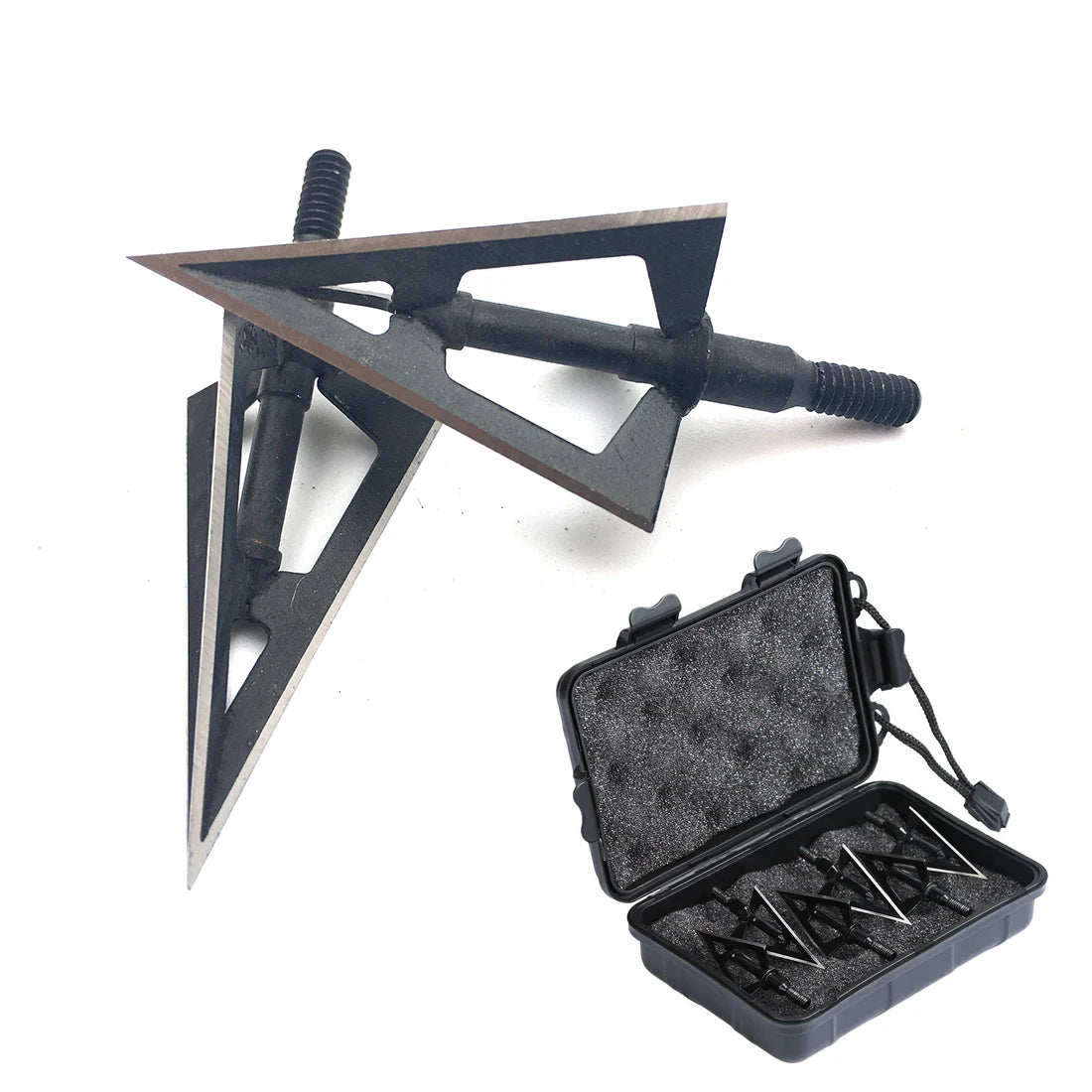 3/6/12/24/60pcs Broadheads Hunting 3 Blades Arrowheads Black Tip Steel For Bow And Crossbow Arrow Head Stainless Steel BLACKBEARD OUTDOOR INDUSTRIES