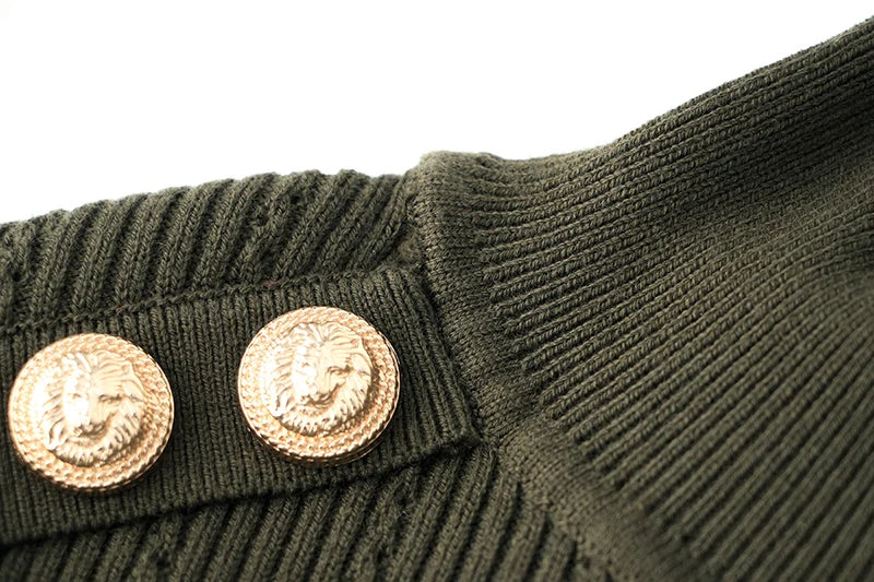 Pull en Laine Mélangée à Col Roulé Femme - Vert Armée, Épaules Padding, Casual, Tricoté pour l'Hiver BLACKBEARD OUTDOOR INDUSTRIES
