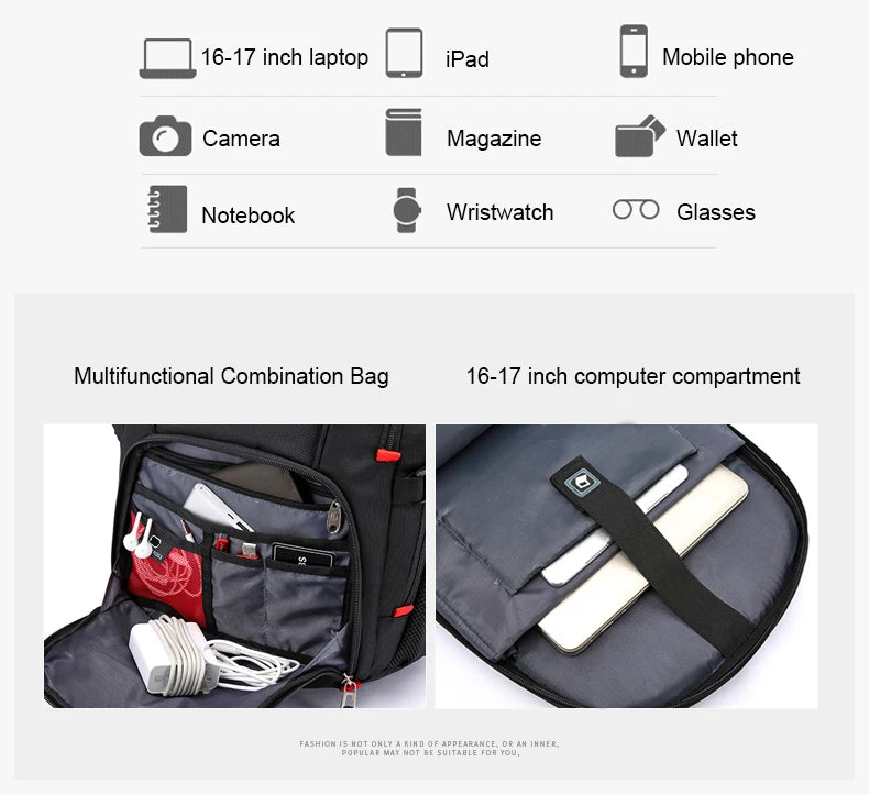 Sac à Dos Imperméable 20 pouces avec Port USB – Sac École et Voyage Antivol Unisexe à Haute Capacité - BLACKBEARD OUTDOOR INDUSTRIES