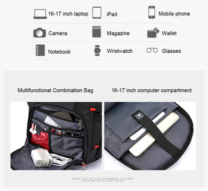 Sac à Dos Imperméable 20 pouces avec Port USB – Sac École et Voyage Antivol Unisexe à Haute Capacité - BLACKBEARD OUTDOOR INDUSTRIES