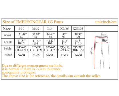 Pantalon Tactique EMERSONGEAR G3 Combat avec Genouillères – Pantalon de Chasse Résistant à l’Abrasion - BLACKBEARD OUTDOOR INDUSTRIES