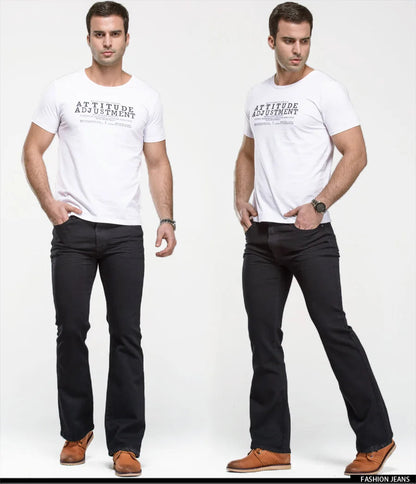 Jean Homme Bootcut Légèrement Évasé Slim Fit – Pantalon en Denim Stretch Classique, Bleu ou Noir, Tendance Designer BLACKBEARD OUTDOOR INDUSTRIES