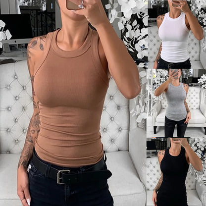 Débardeur Femme à Col Rond – Top Élastique Uni avec Détails en Dentelle, Débardeur de Base pour l'Été - BLACKBEARD OUTDOOR INDUSTRIES